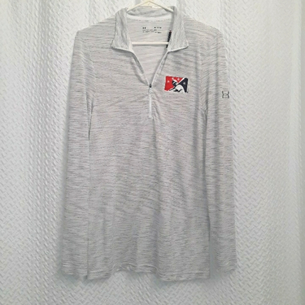 Under Armour Fitted Heatgear Long Sleeve Minor Baseball Zip Shirt Small Grey NWT
